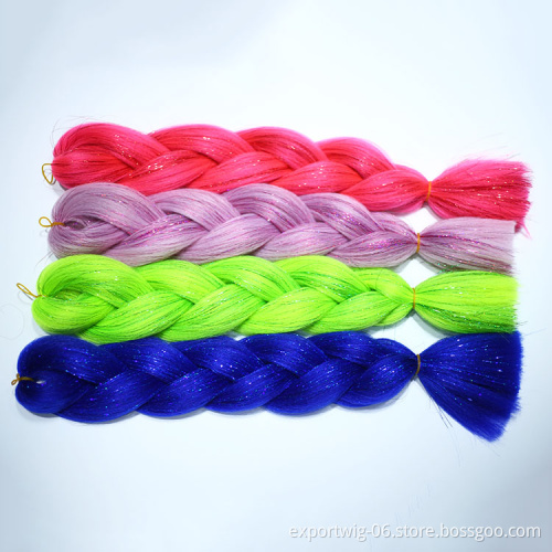 New design Jumbo Ombre Braiding Hair with Glitter hair tinsel Crochet Braiding 24 inch 100g Synthetic Hair Extensions